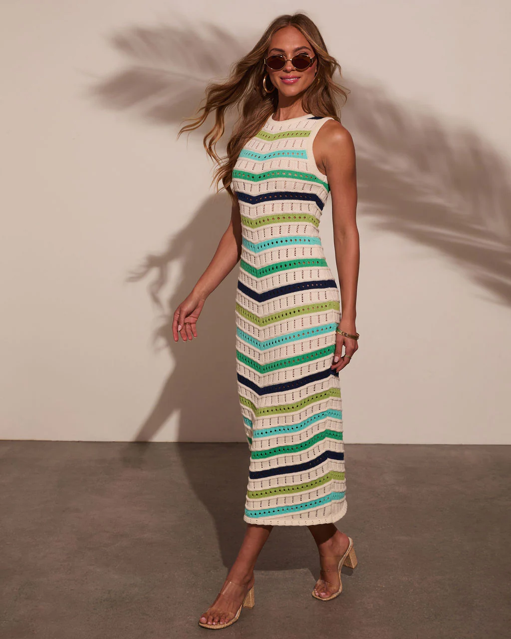 Reyna Chevron Print Tank Midi Dress - Image 3