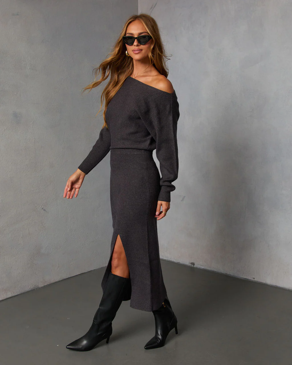 Rhodan Midi Off The Shoulder Sweater Dress - Image 3
