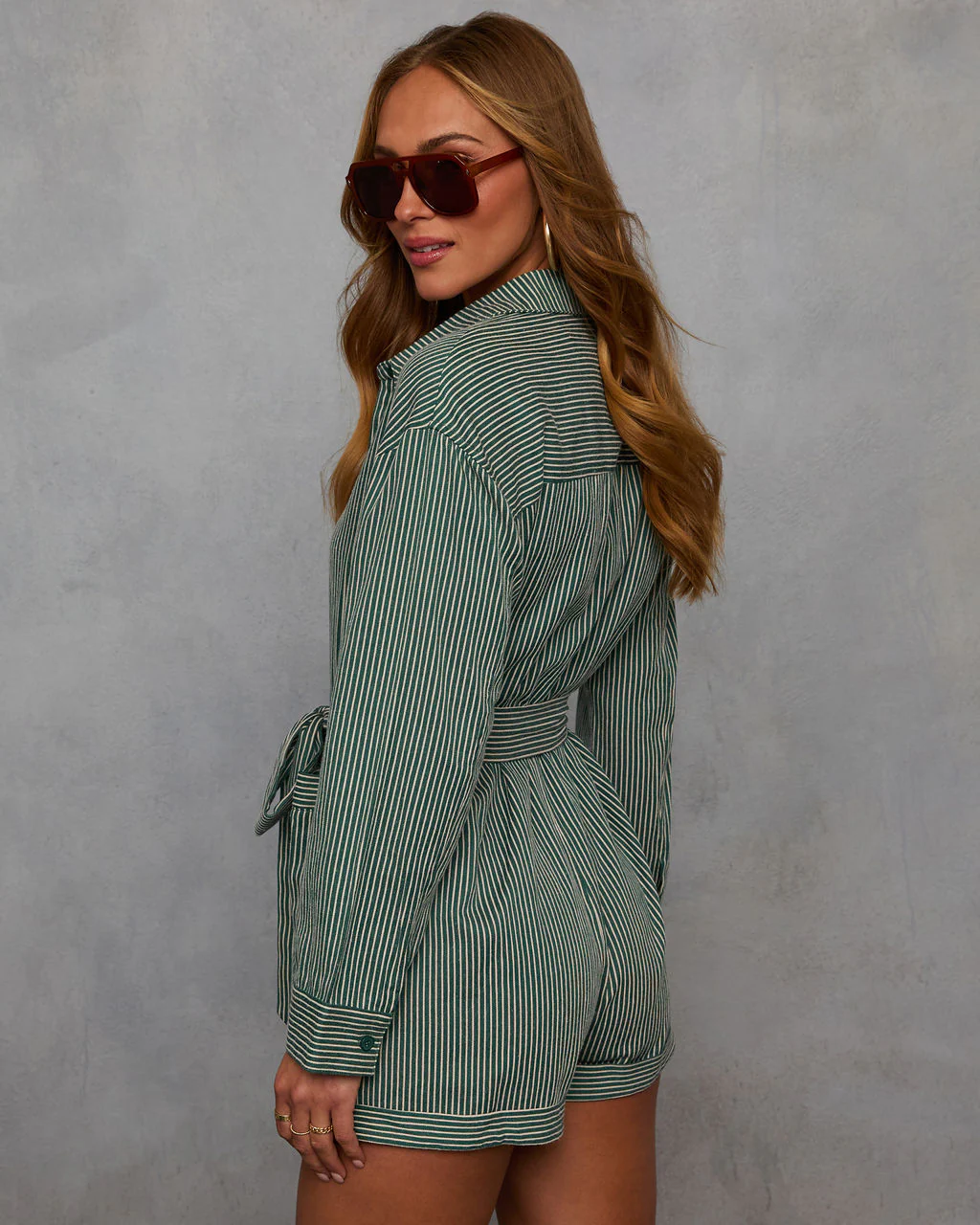Right By Me Striped Tie Waist Romper - Image 4