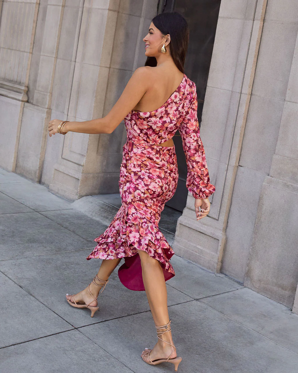 Right Moment One Shoulder Asymmetric Midi Dress - Image 4