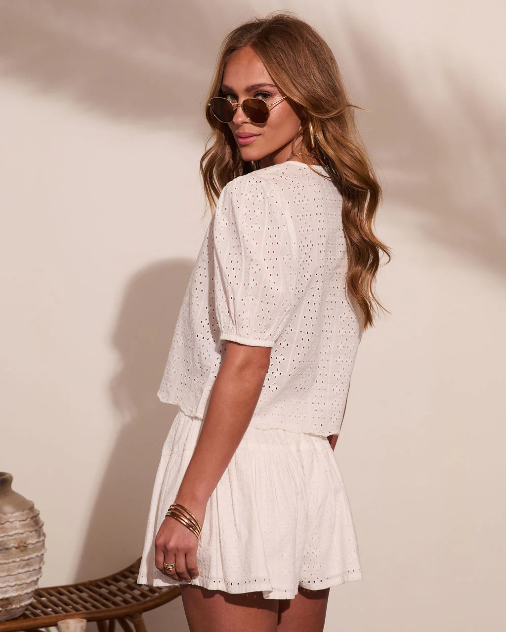 Ritual Moment Cotton Eyelet Puff Sleeve Top - Image 4