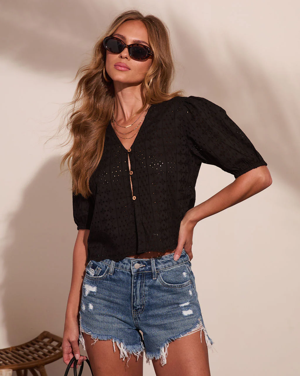 Ritual Moment Cotton Eyelet Puff Sleeve Top - Image 7
