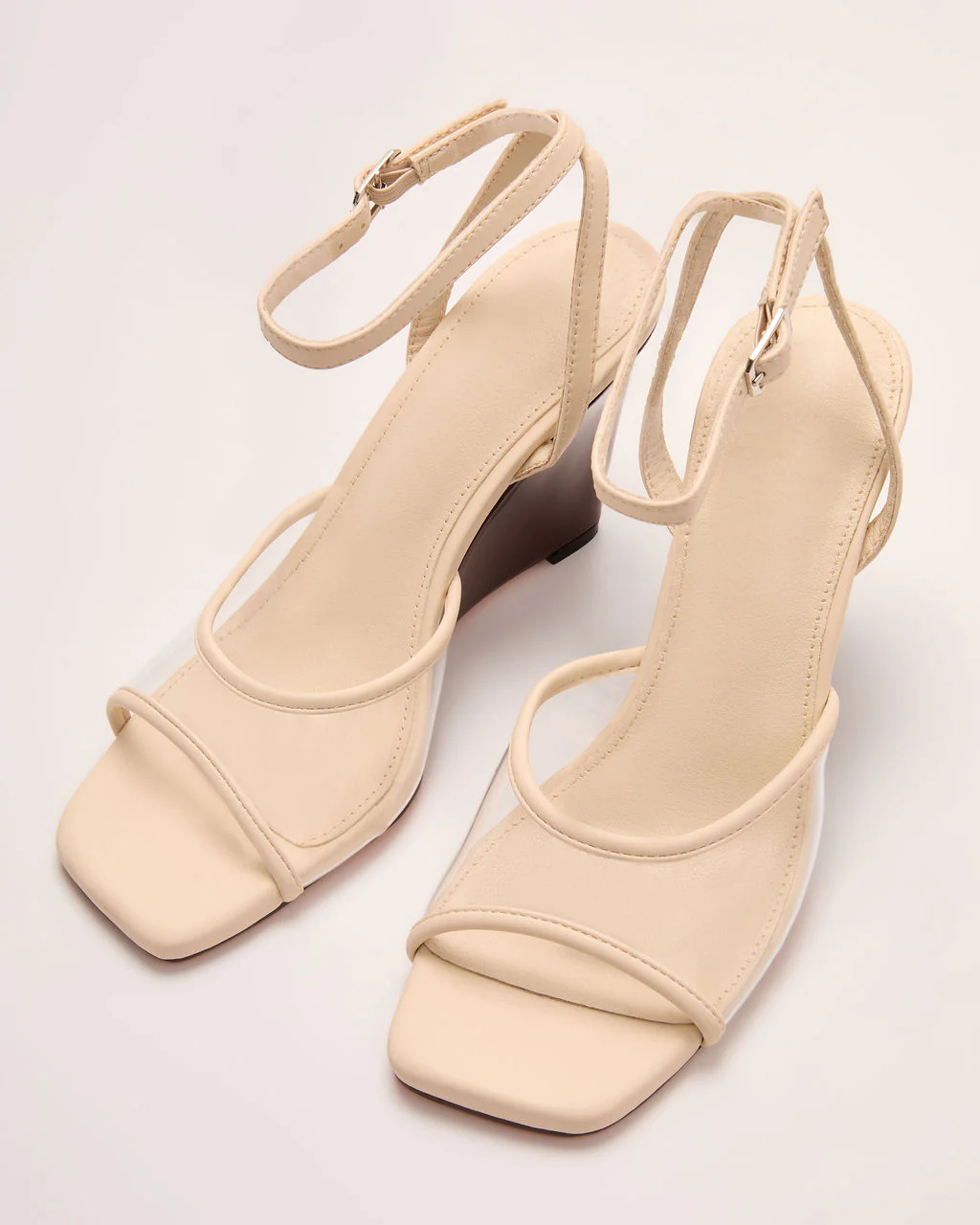Riviera Darling Vegan Leather Clear Wedge Heels - Image 2