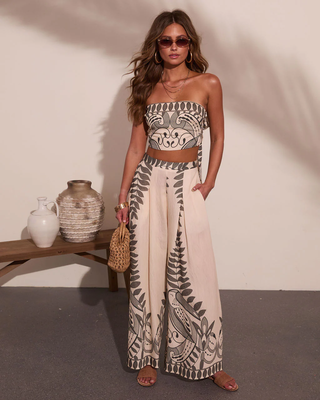 Riviera Nights Tropical Paisley Print Back Tie Top - Image 2