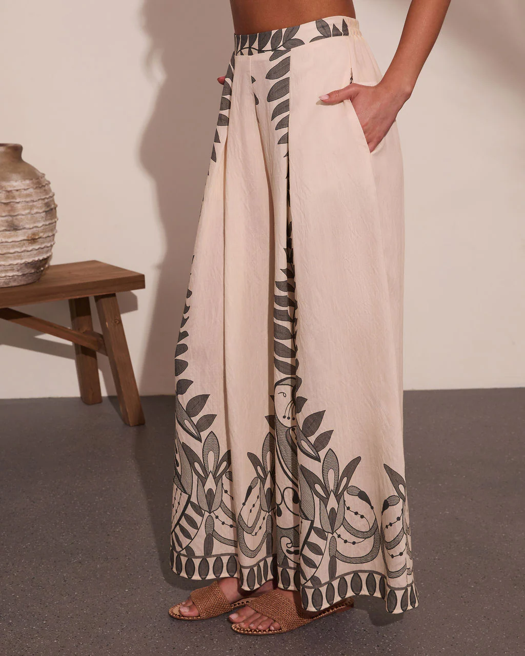 Riviera Nights Tropical Paisley Print Wide Leg Pants - Image 3