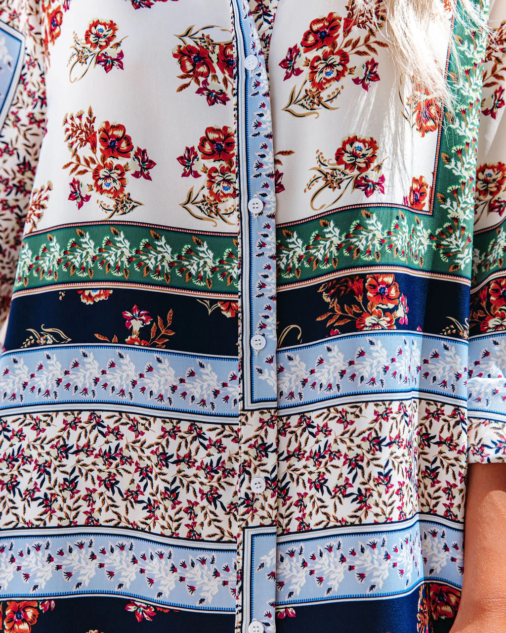 Rochester Printed Satin Button Down Tunic - Image 4