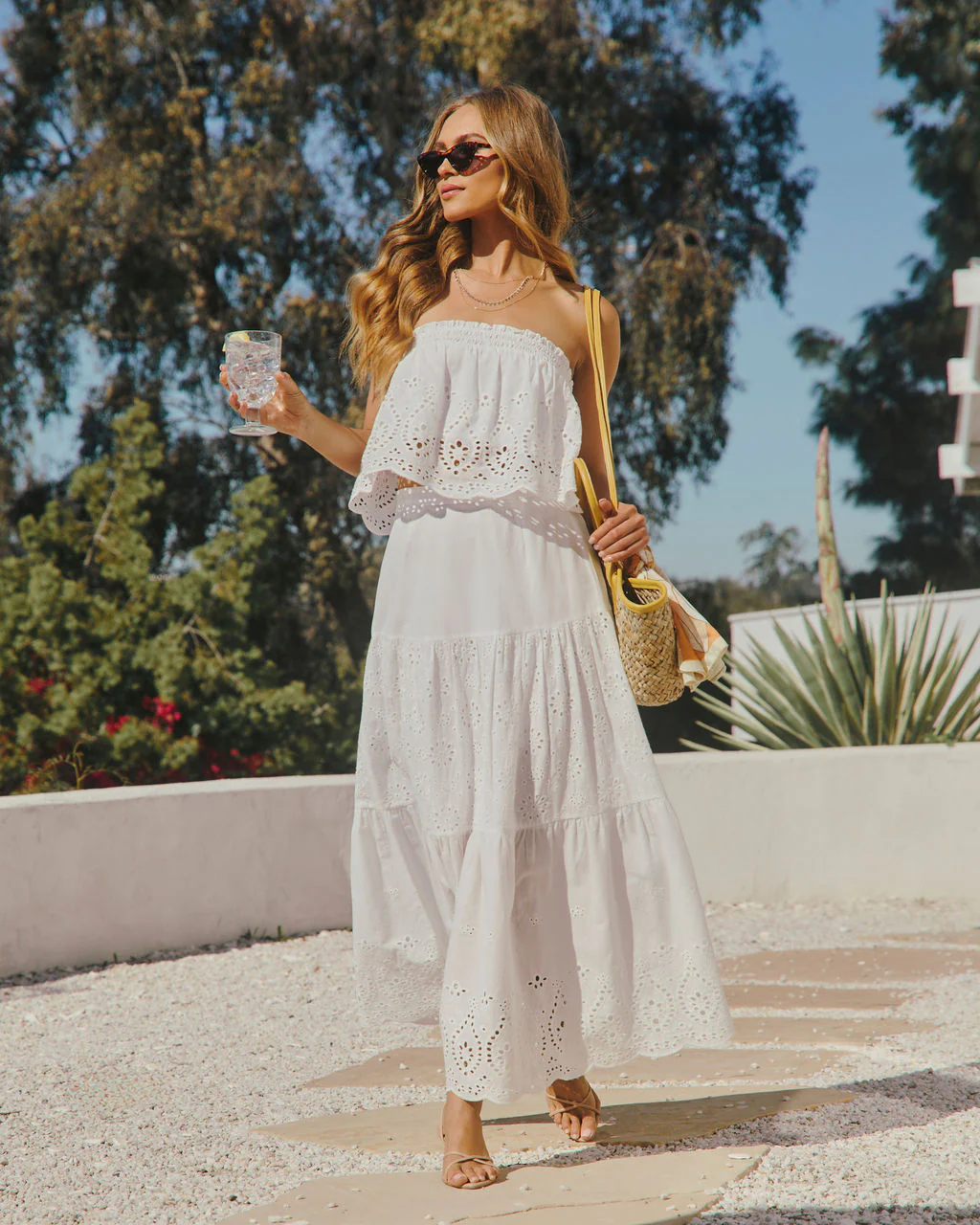 Santorini Breeze Strapless Eyelet Crop Top - Image 2