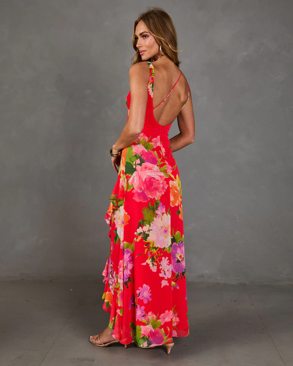 Romantic Blossom Floral Chiffon Maxi Dress - Image 4
