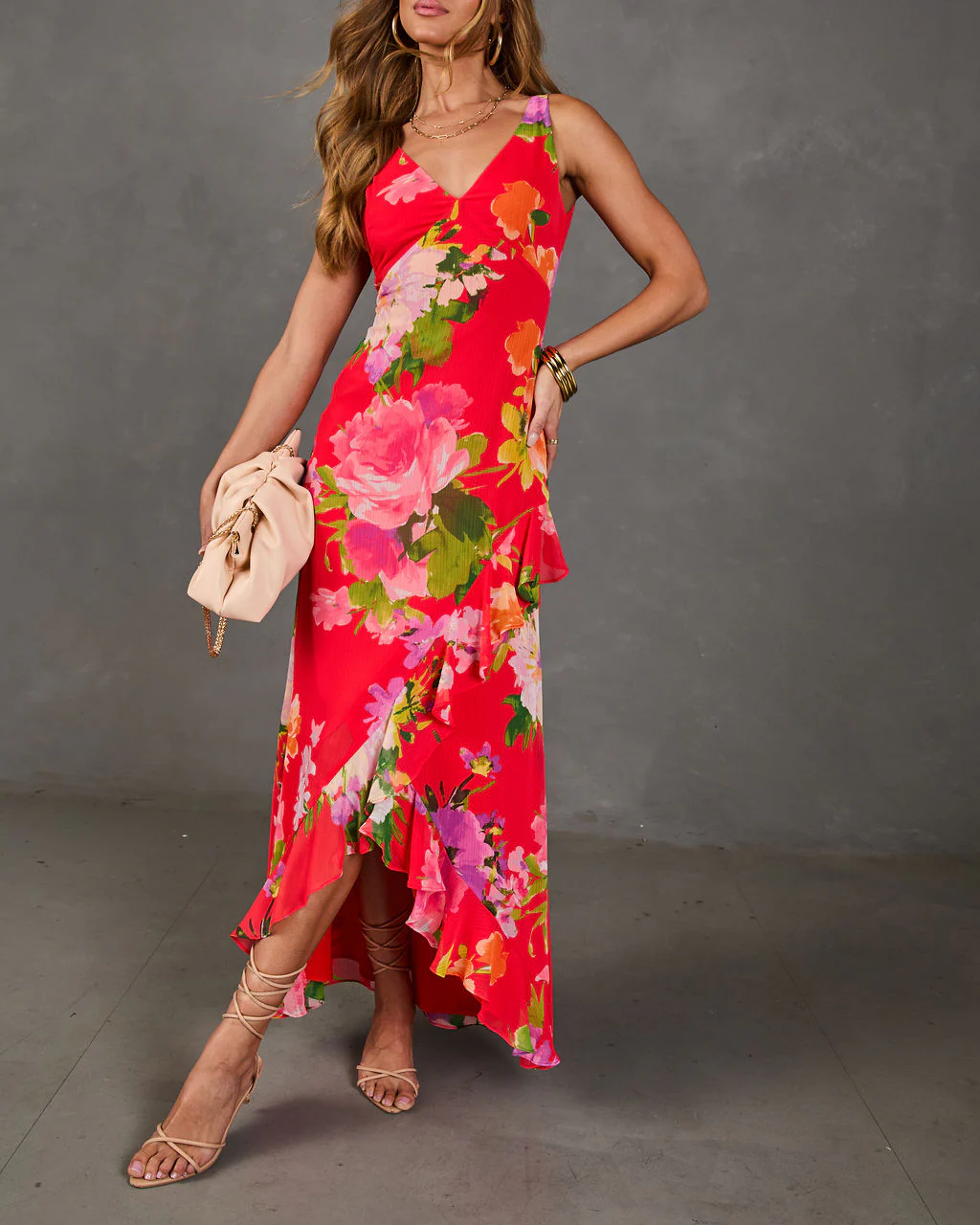 Romantic Blossom Floral Chiffon Maxi Dress - Image 6