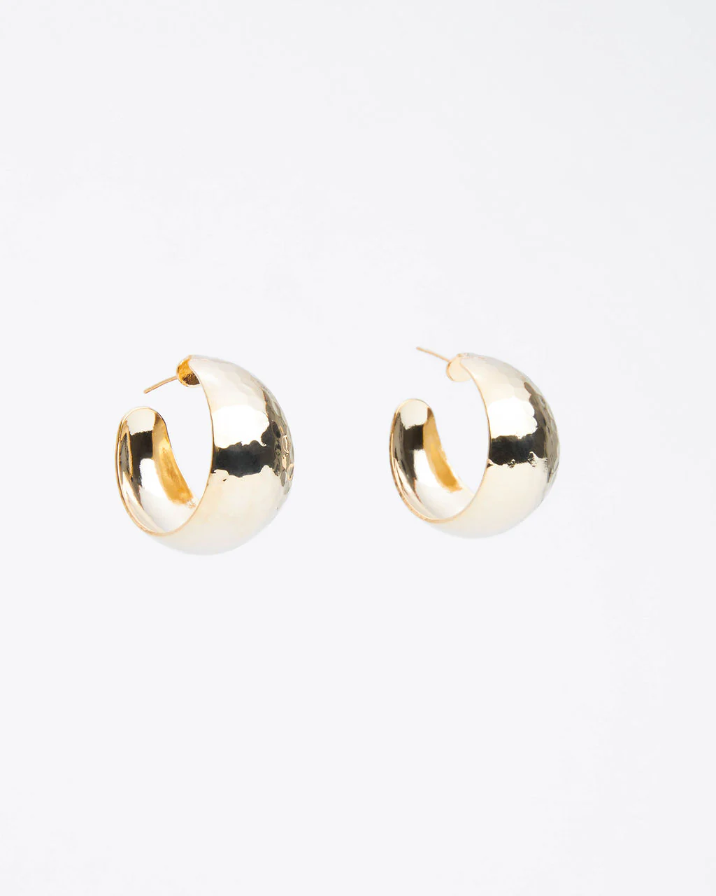 Romy Wide Hammered Hoop Earrings - Image 2