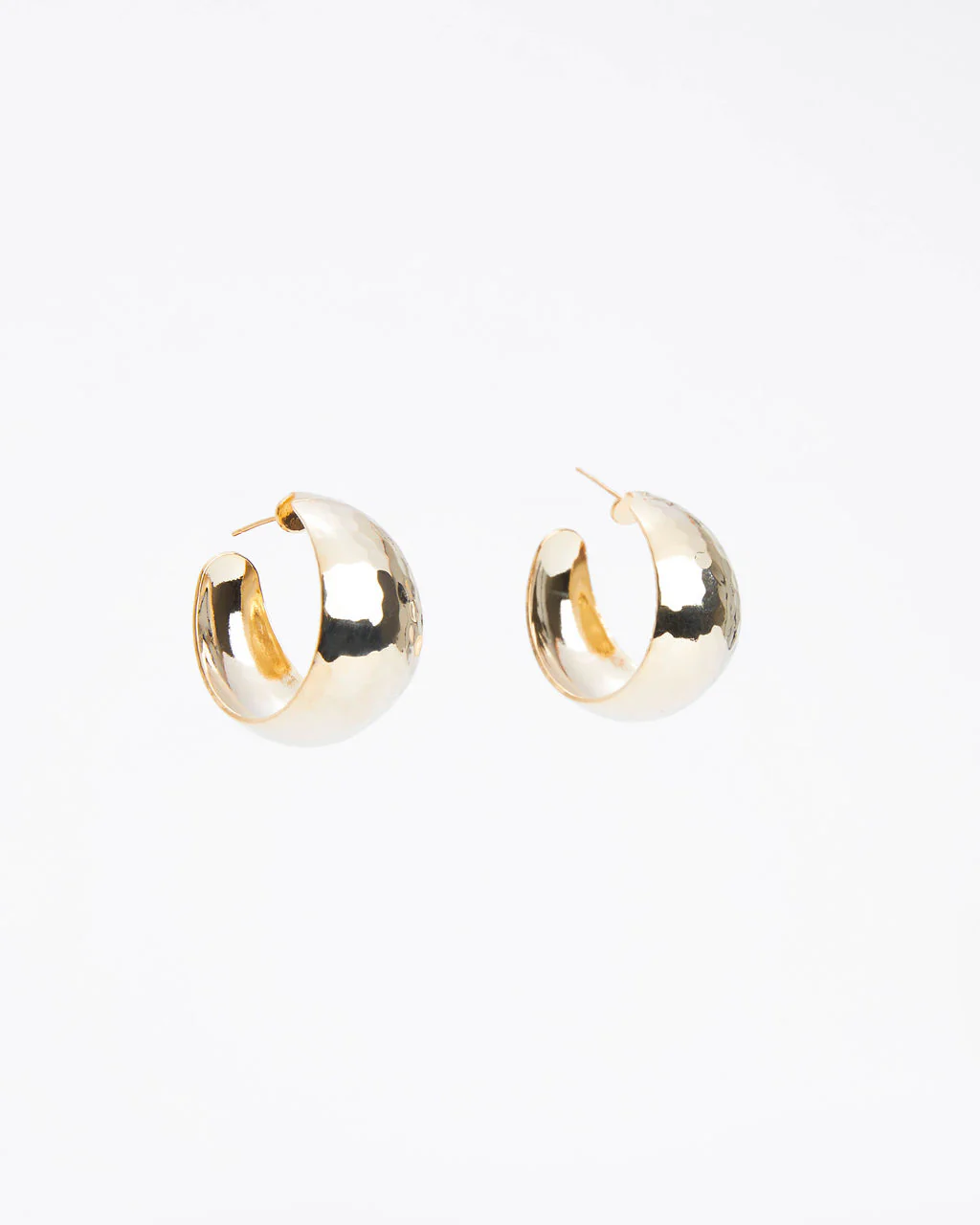 Romy Wide Hammered Hoop Earrings - Image 5