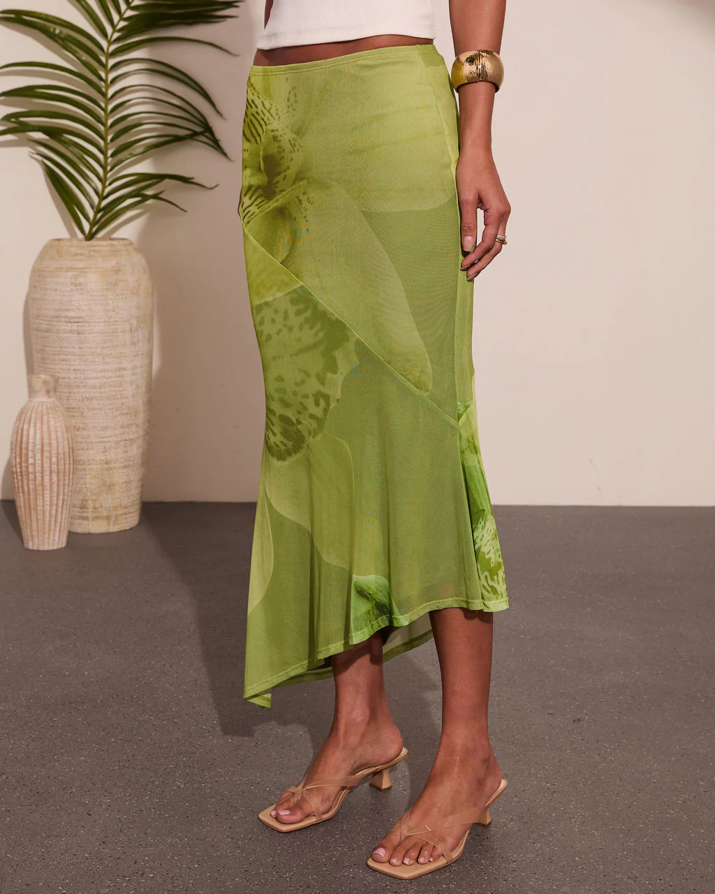 Rooted Grace Tropical Floral Mesh Maxi Skirt - Image 3