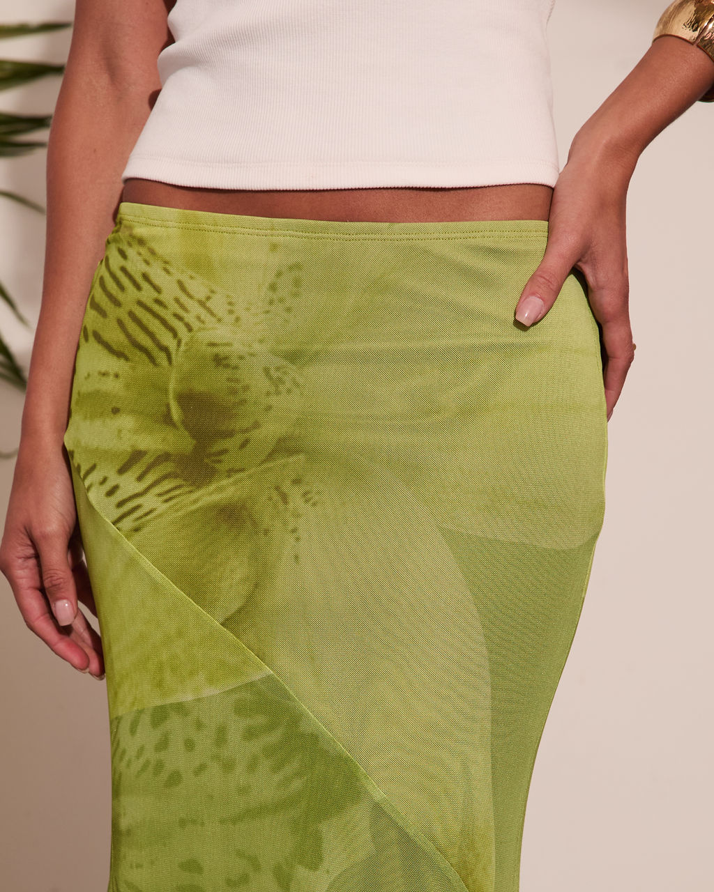 Rooted Grace Tropical Floral Mesh Maxi Skirt - Image 6