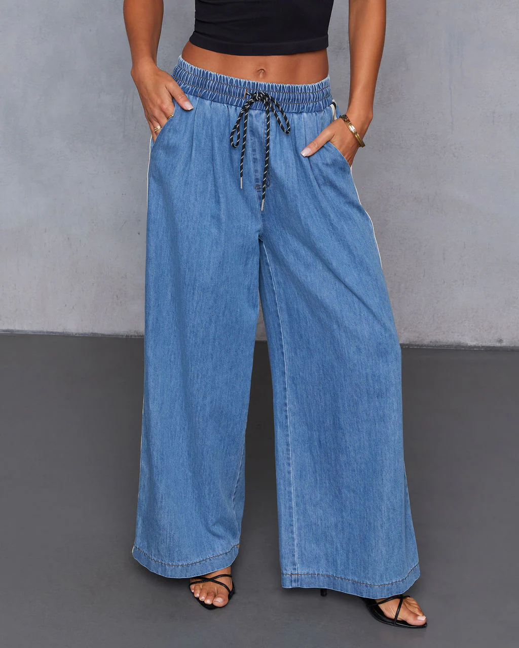 Rosalenda Side Stripe Chambray Pants - Image 2