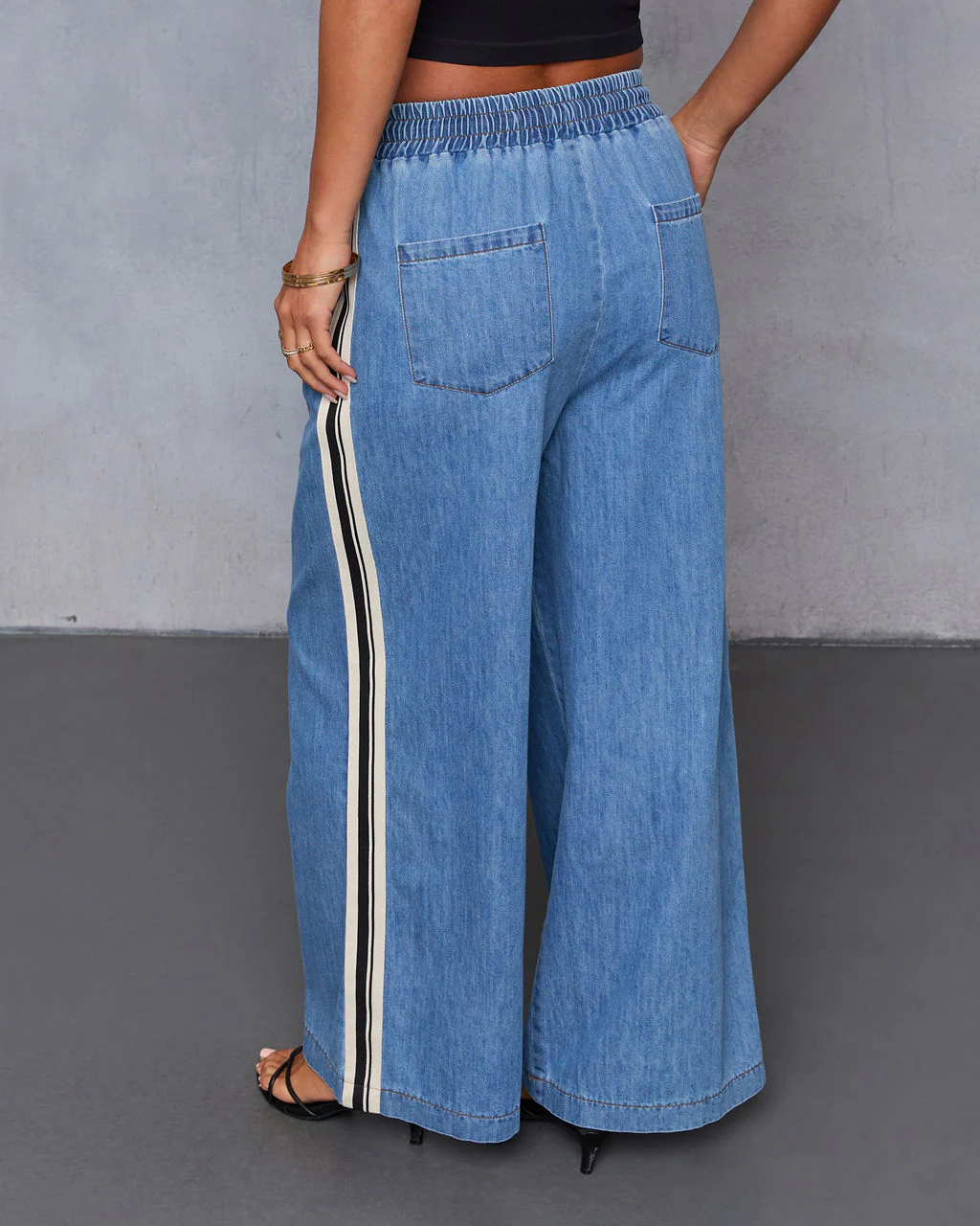 Rosalenda Side Stripe Chambray Pants - Image 4