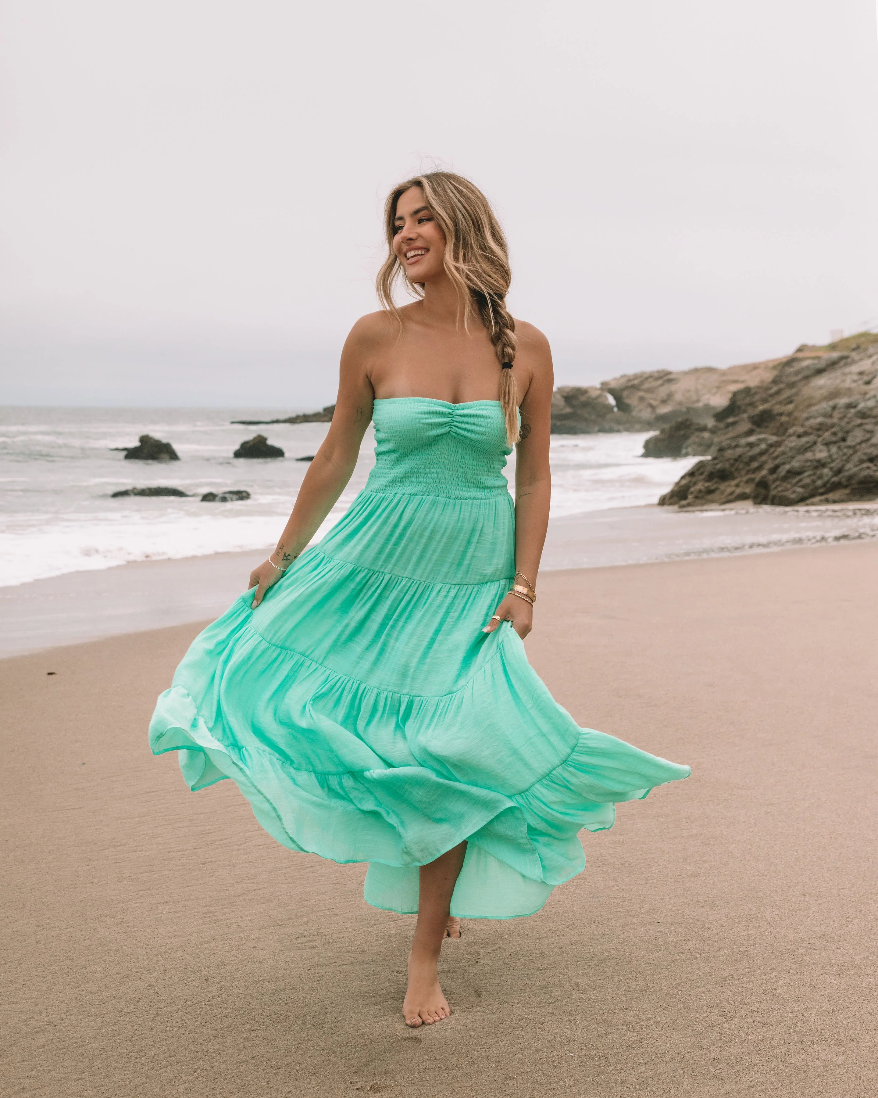 Rosalina Strapless Smocked Tiered Maxi Dress - Image 10