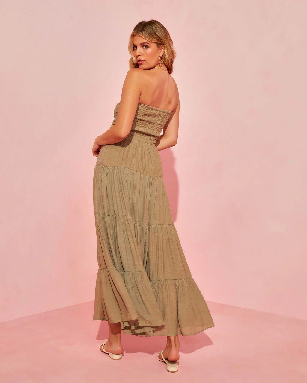 Rosalina Strapless Smocked Tiered Maxi Dress - Image 2