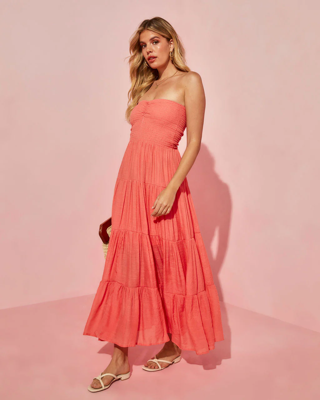 Rosalina Strapless Smocked Tiered Maxi Dress - Image 4