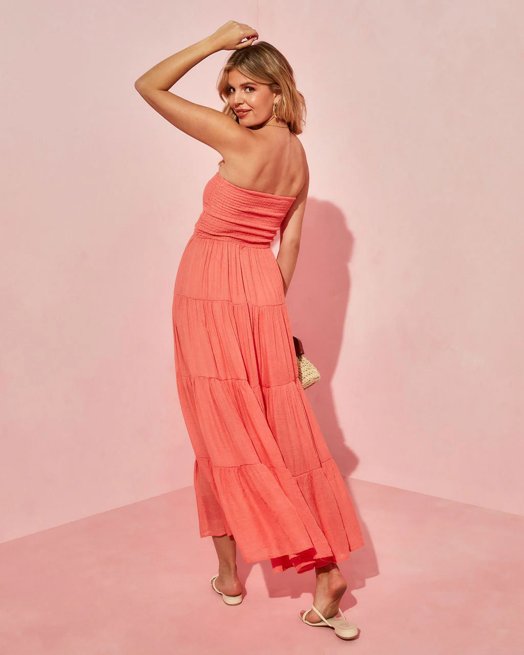 Rosalina Strapless Smocked Tiered Maxi Dress - Image 5