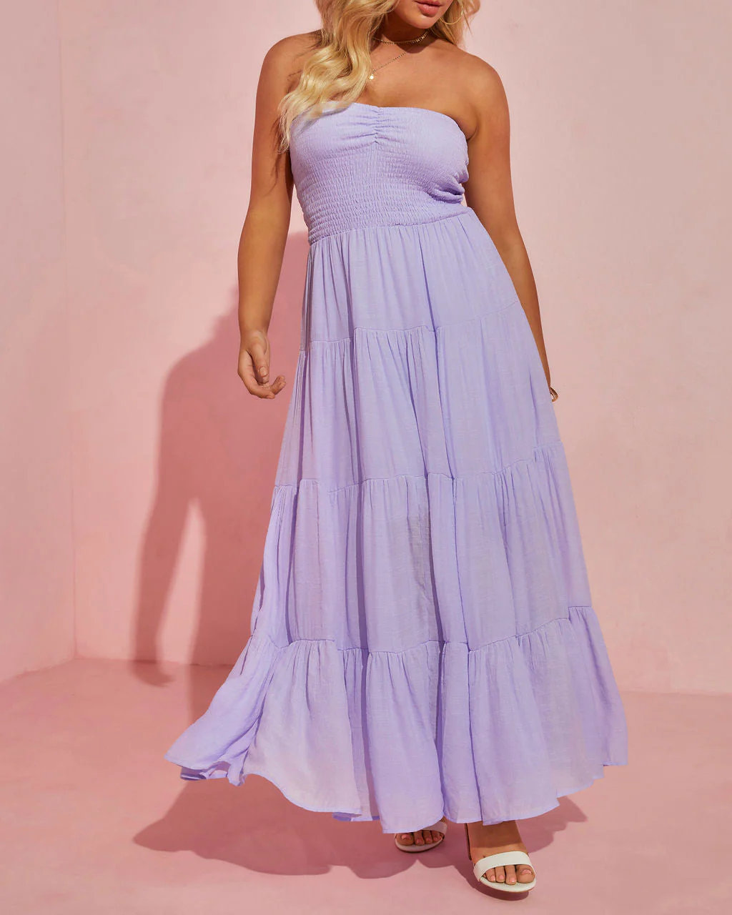 Rosalina Strapless Smocked Tiered Maxi Dress - Image 9