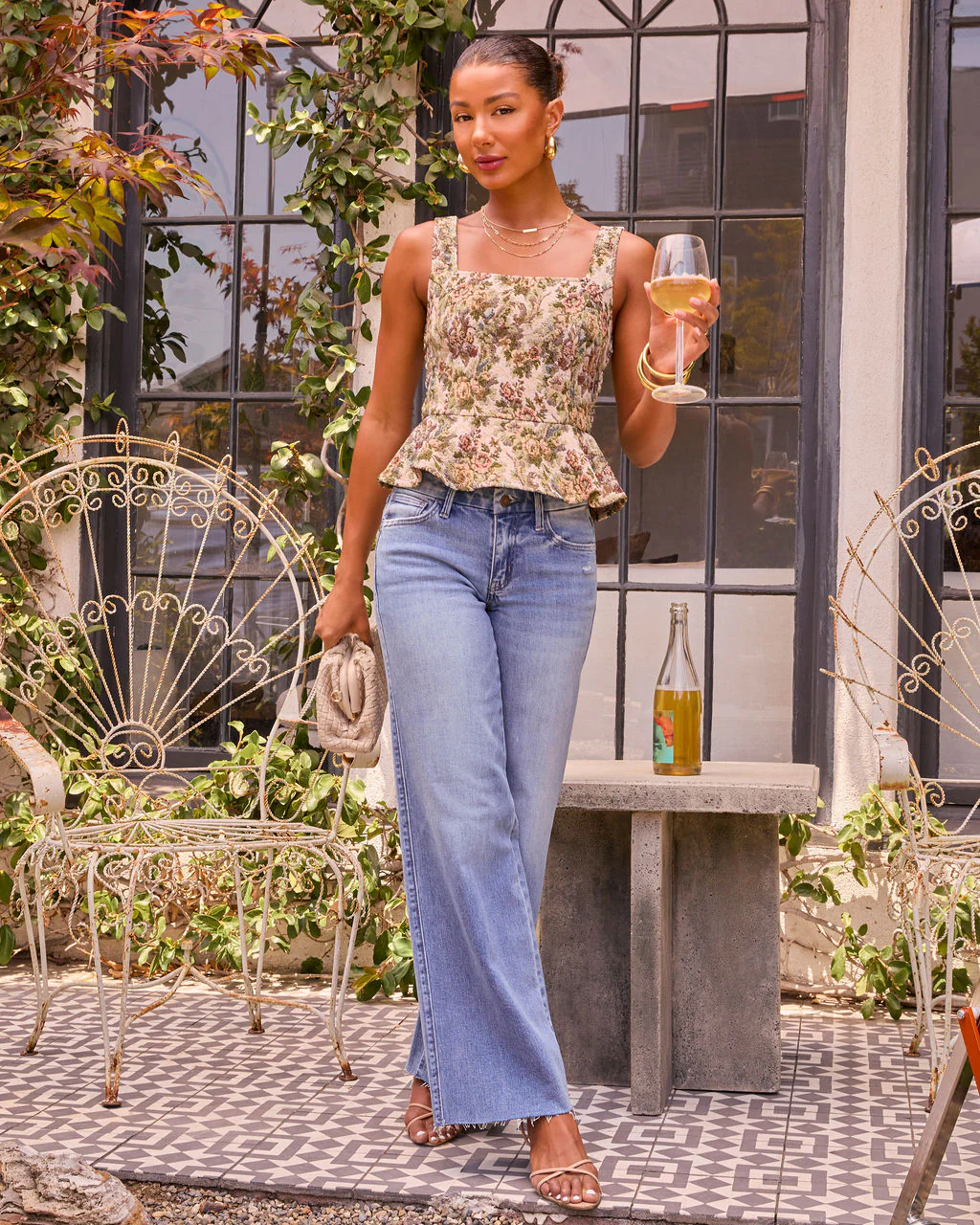 Rosemilk Floral Tapestry Peplum Top - Image 2