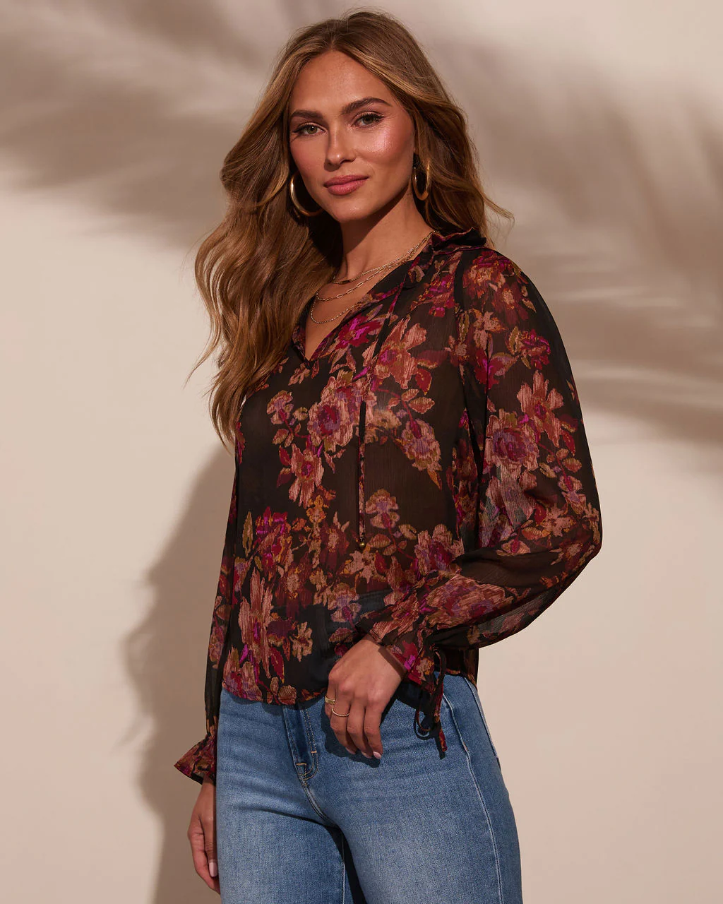 Roslynn Floral Necktie Blouse - Image 3