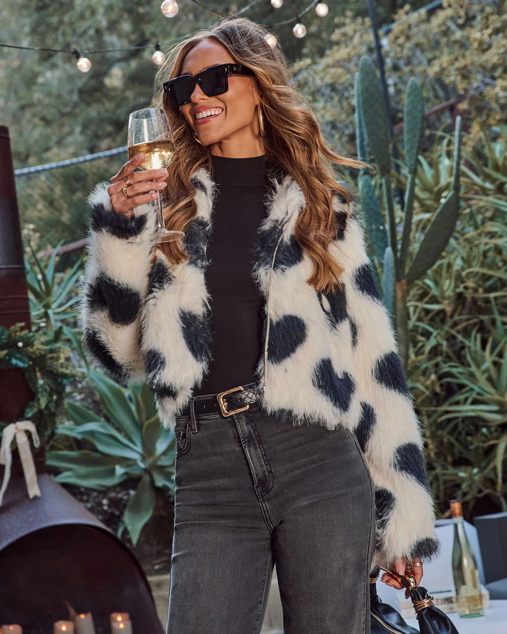 Roxanah Heart Print Faux Fur Jacket - Image 5