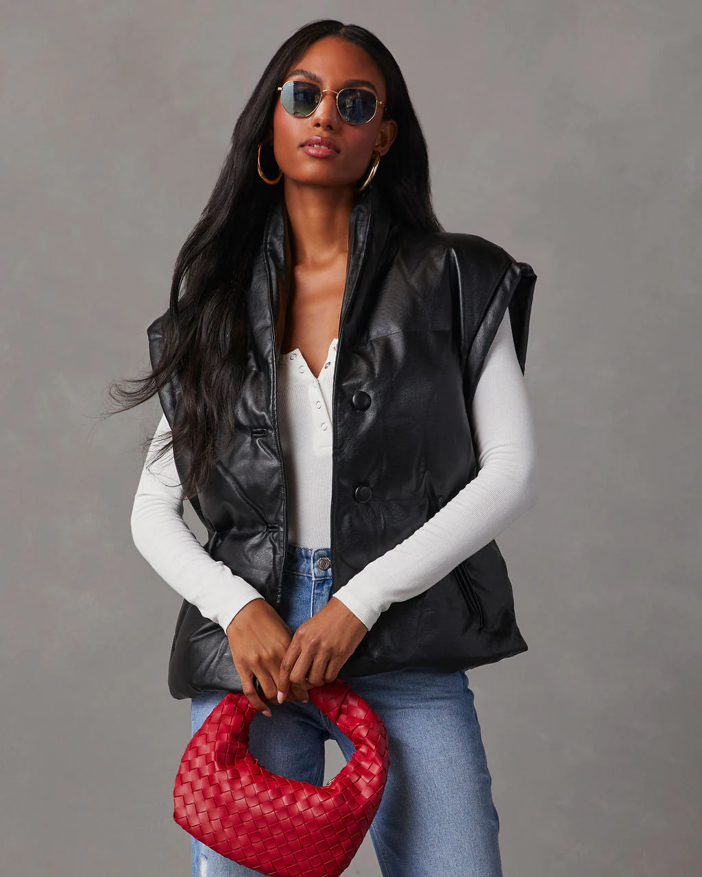 Rubio Belted Faux Leather Puffer Vest - Image 5