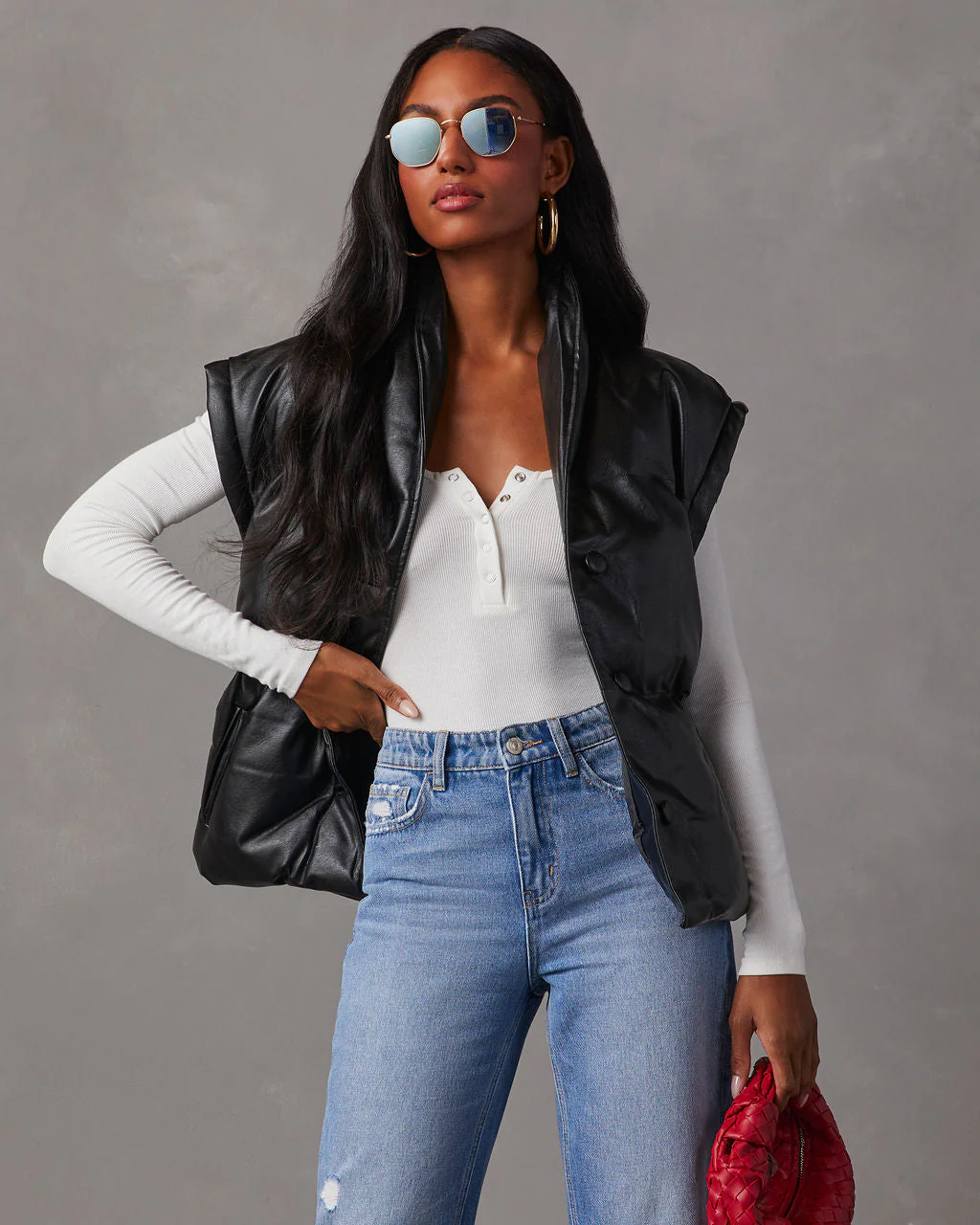 Rubio Belted Faux Leather Puffer Vest - Image 6