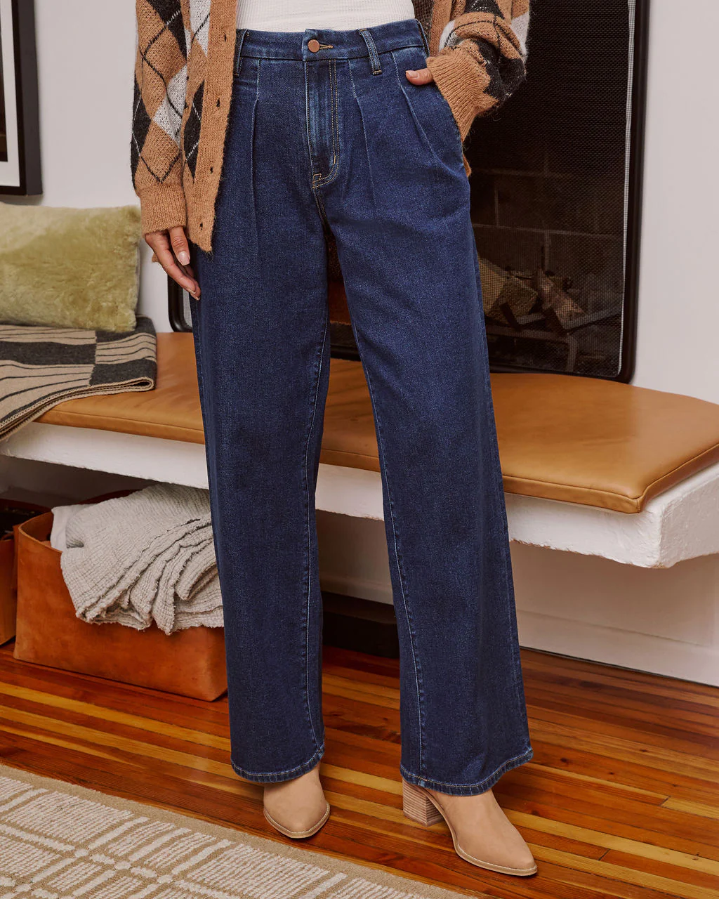 Ruey Stretch High Rise Straight Leg Pleated Jeans - Image 2