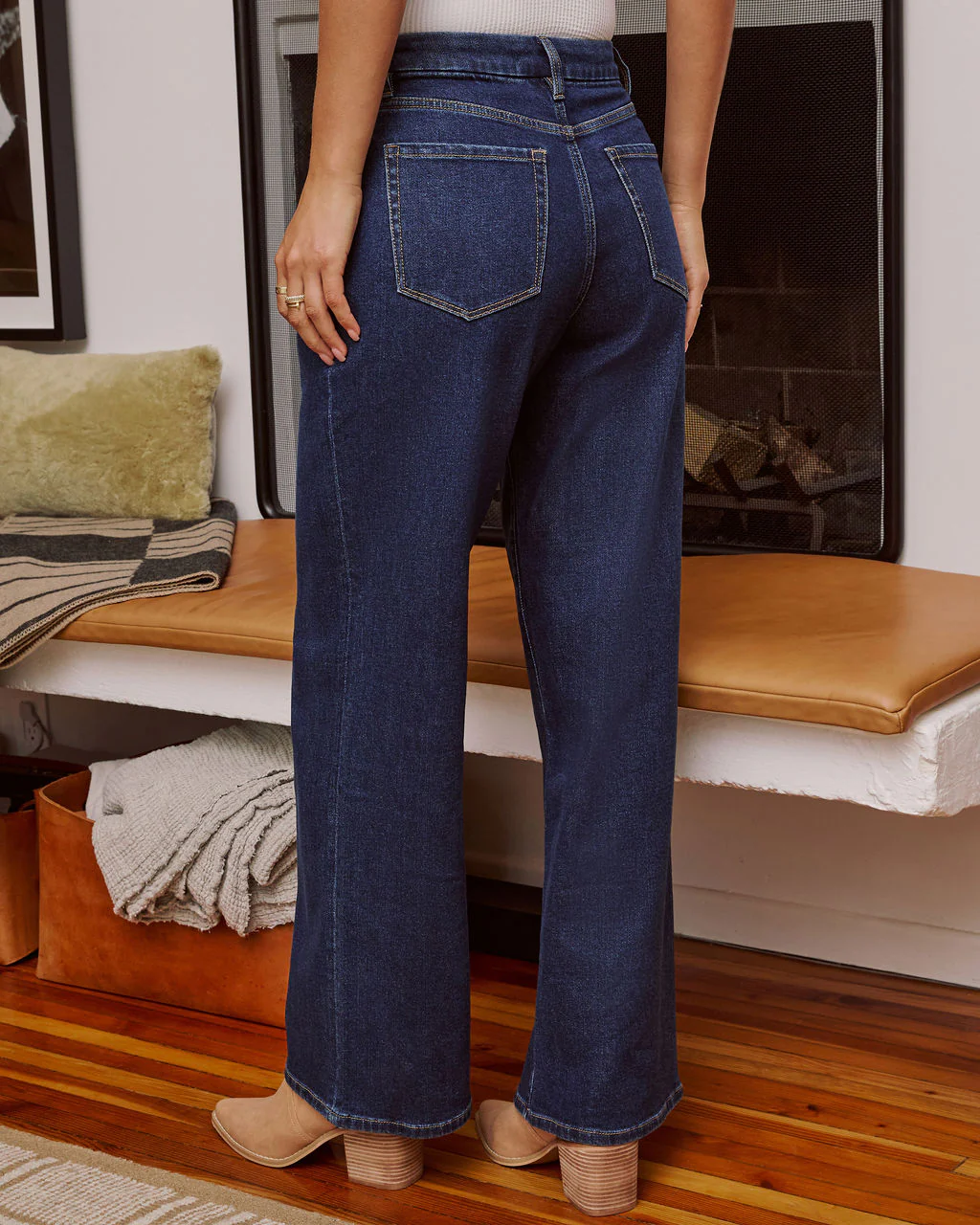 Ruey Stretch High Rise Straight Leg Pleated Jeans - Image 4