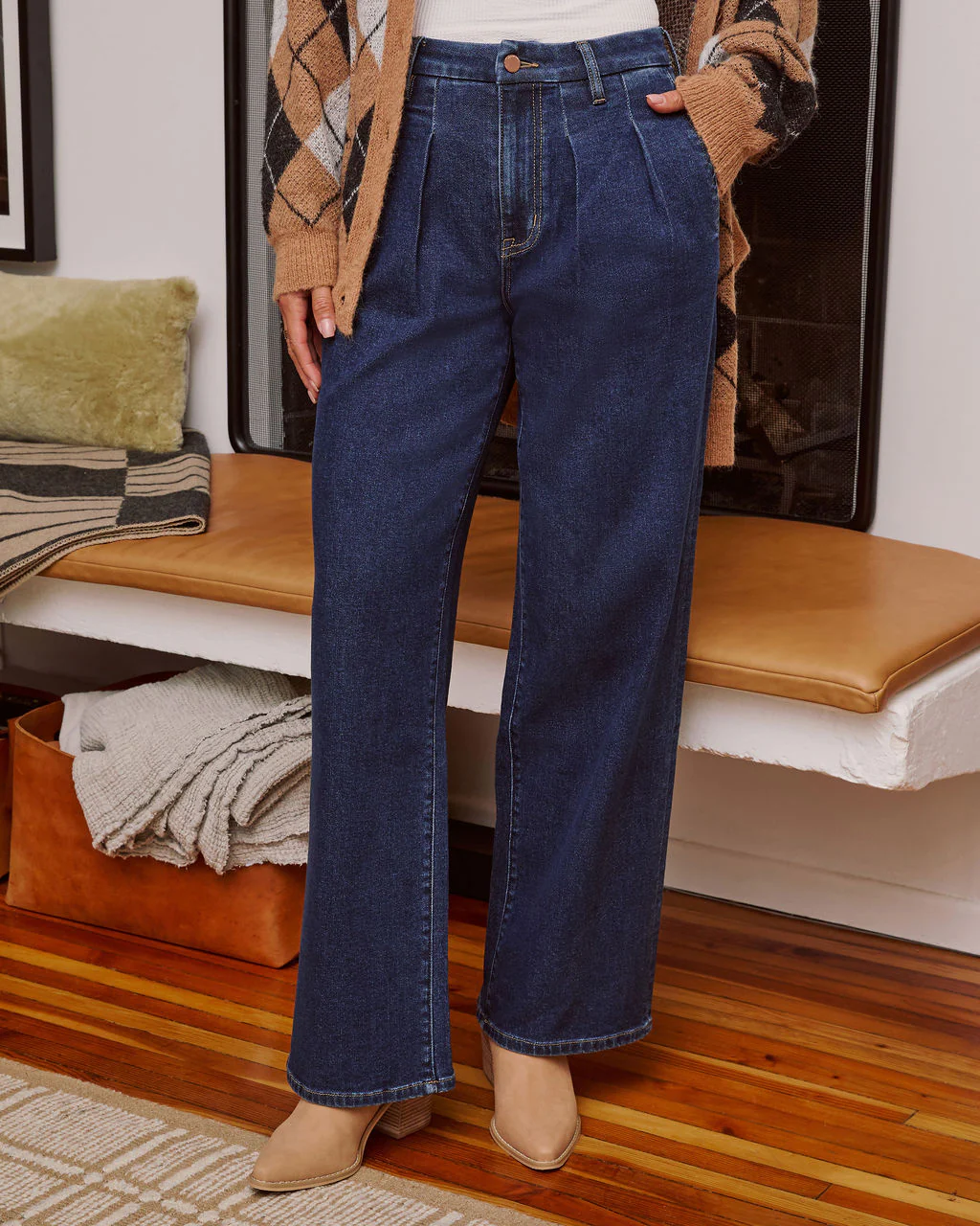 Ruey Stretch High Rise Straight Leg Pleated Jeans - Image 5