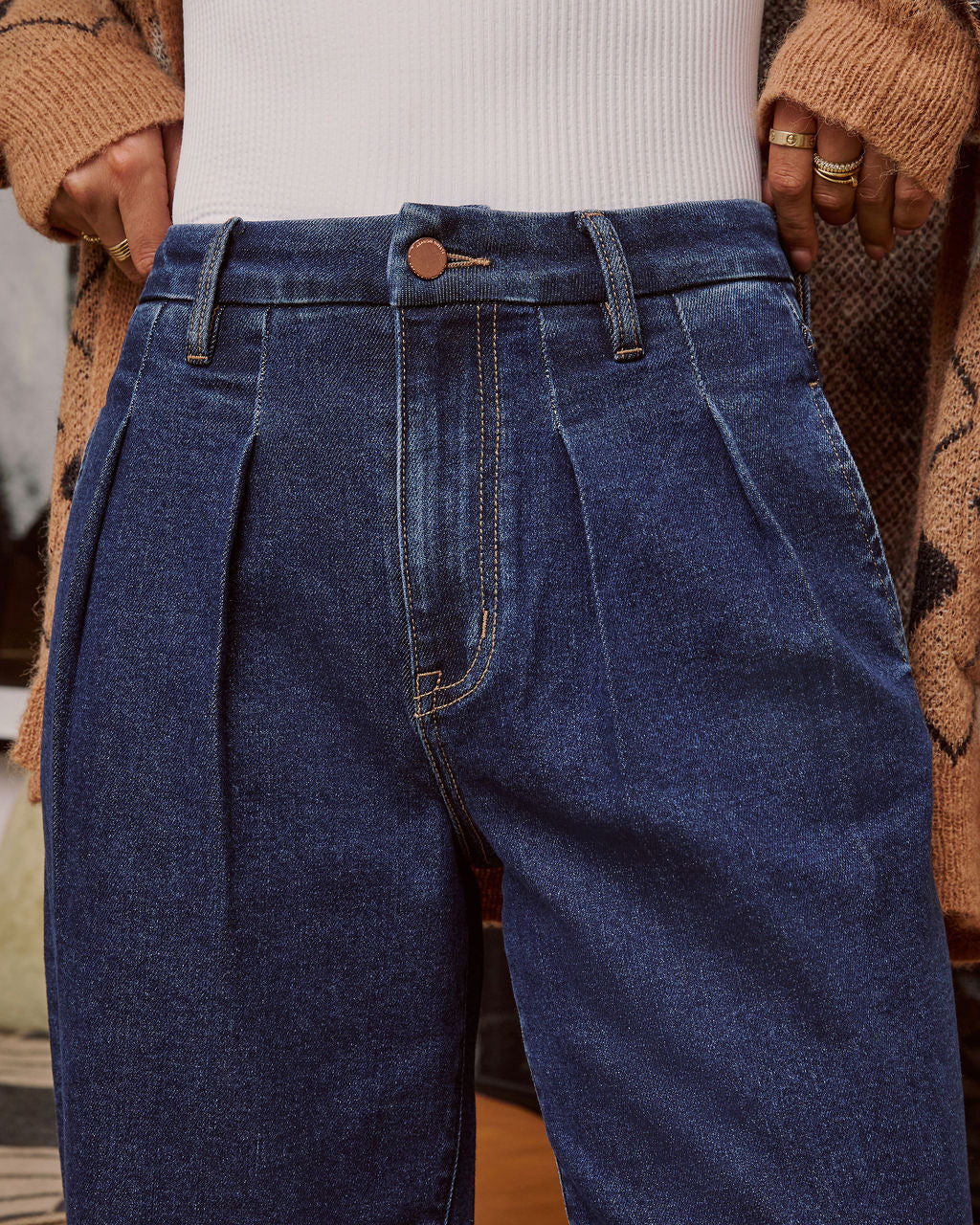 Ruey Stretch High Rise Straight Leg Pleated Jeans - Image 6