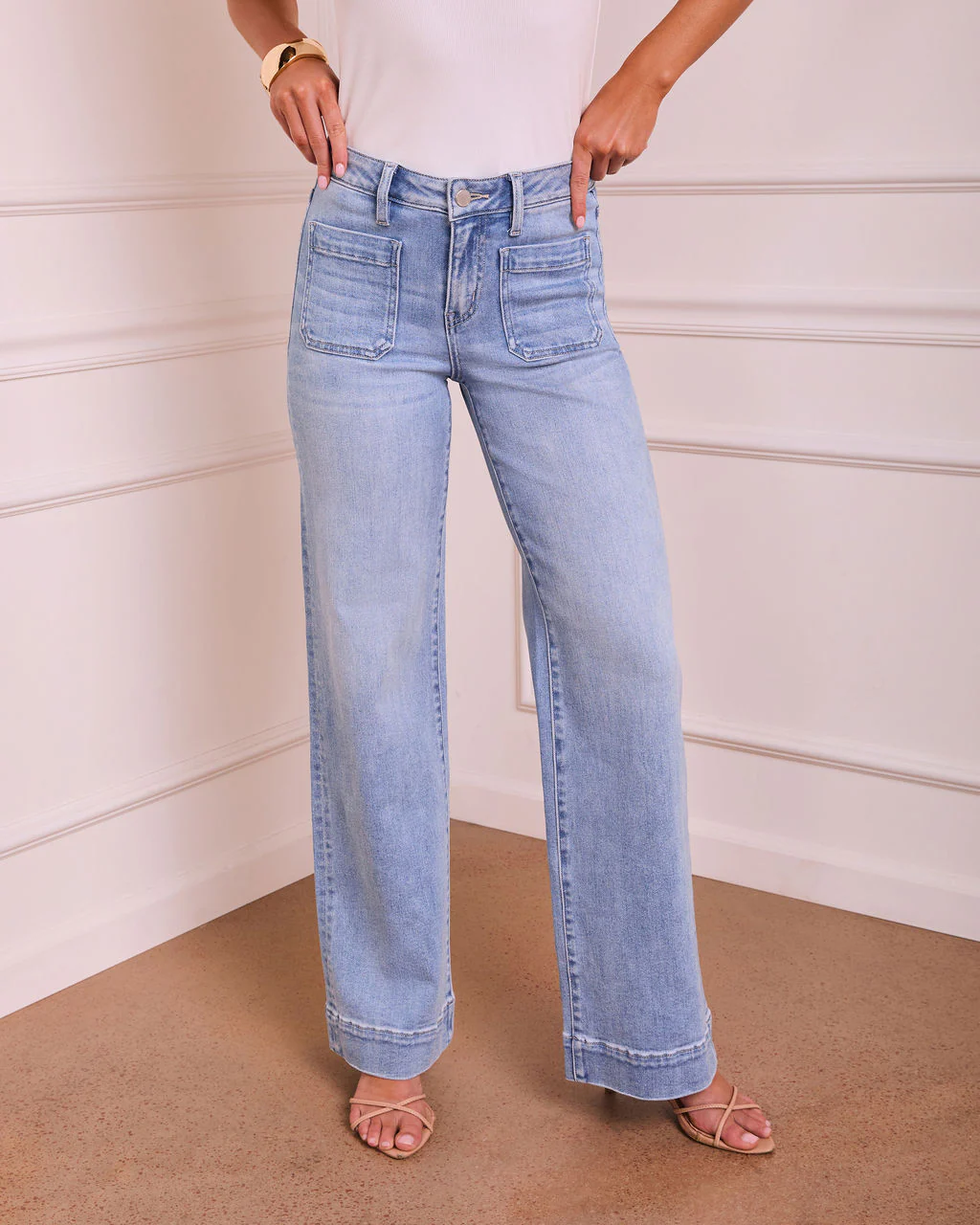 Rugged Charm Stretch High Rise Wide Leg Jeans - Image 2
