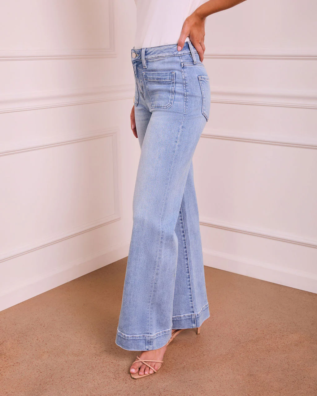 Rugged Charm Stretch High Rise Wide Leg Jeans - Image 3