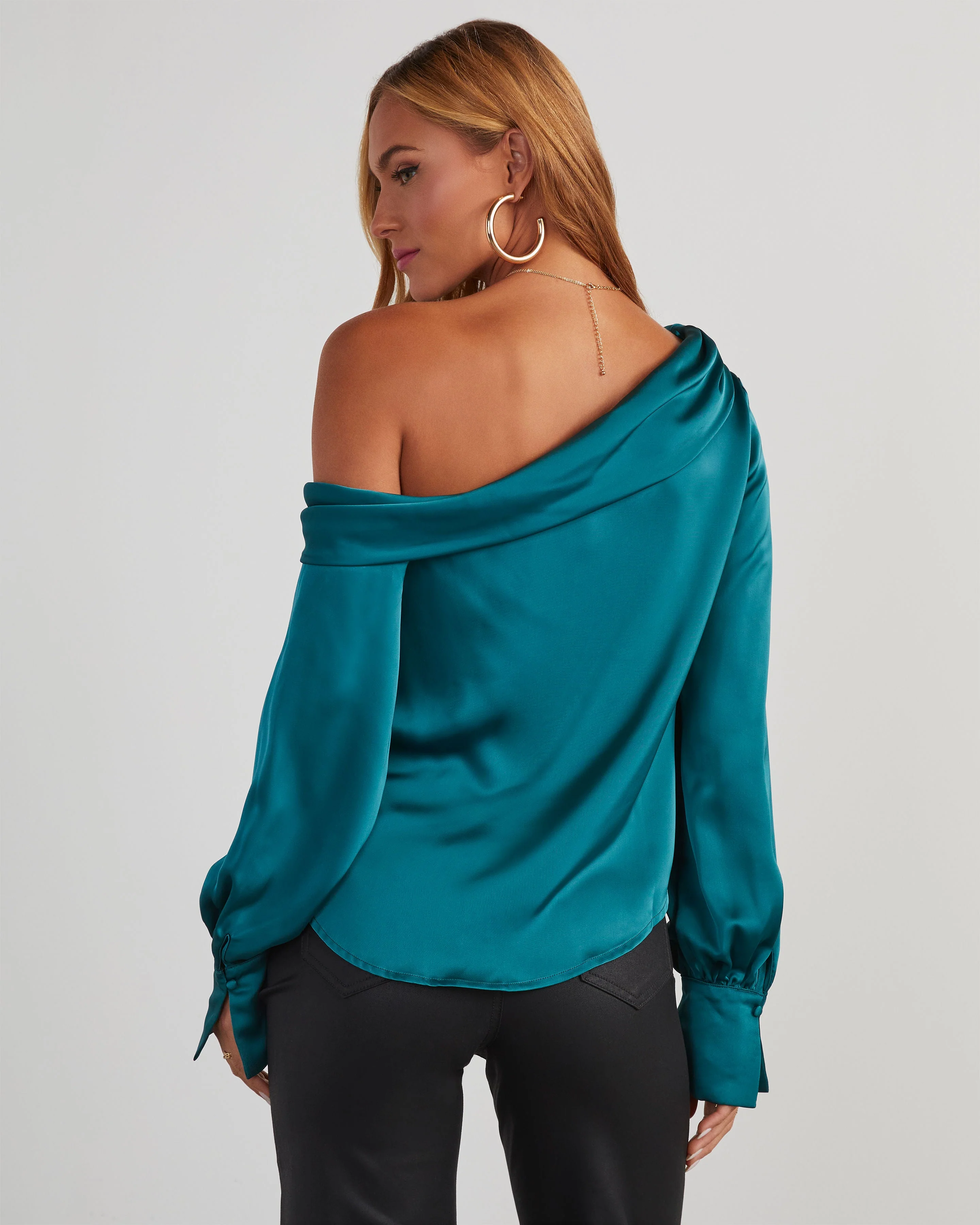 Runway Girl Satin Off Shoulder Top - Image 10