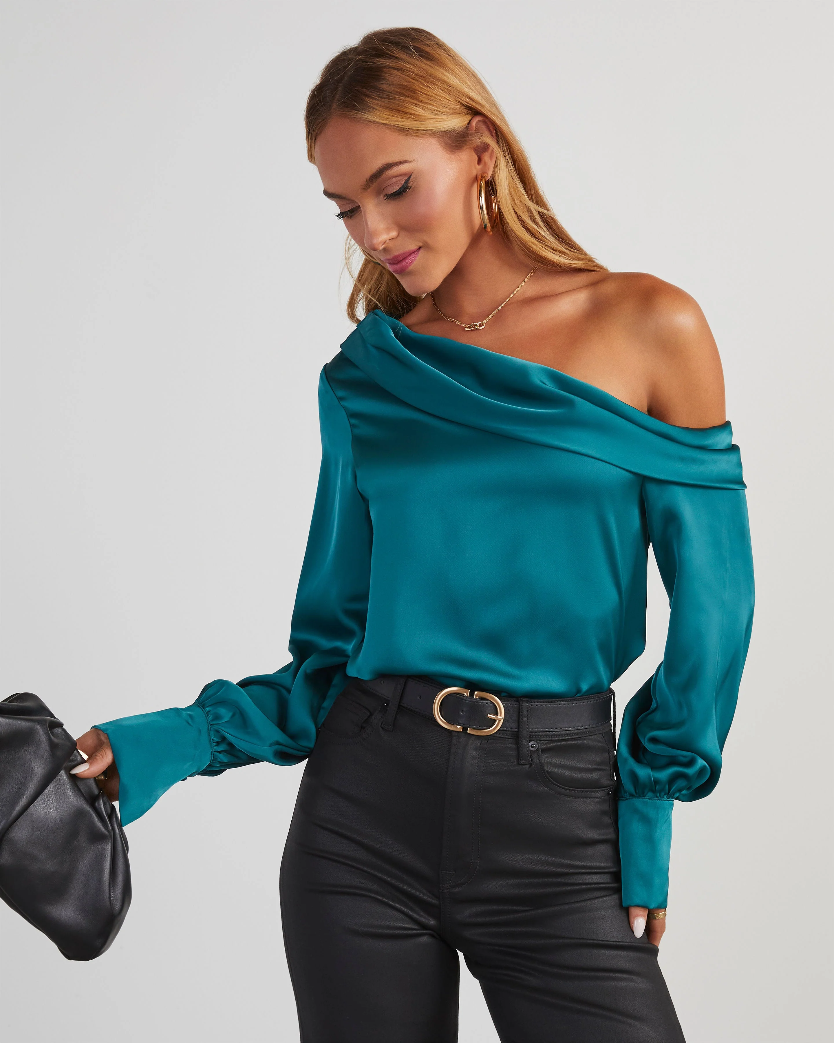Runway Girl Satin Off Shoulder Top - Image 11