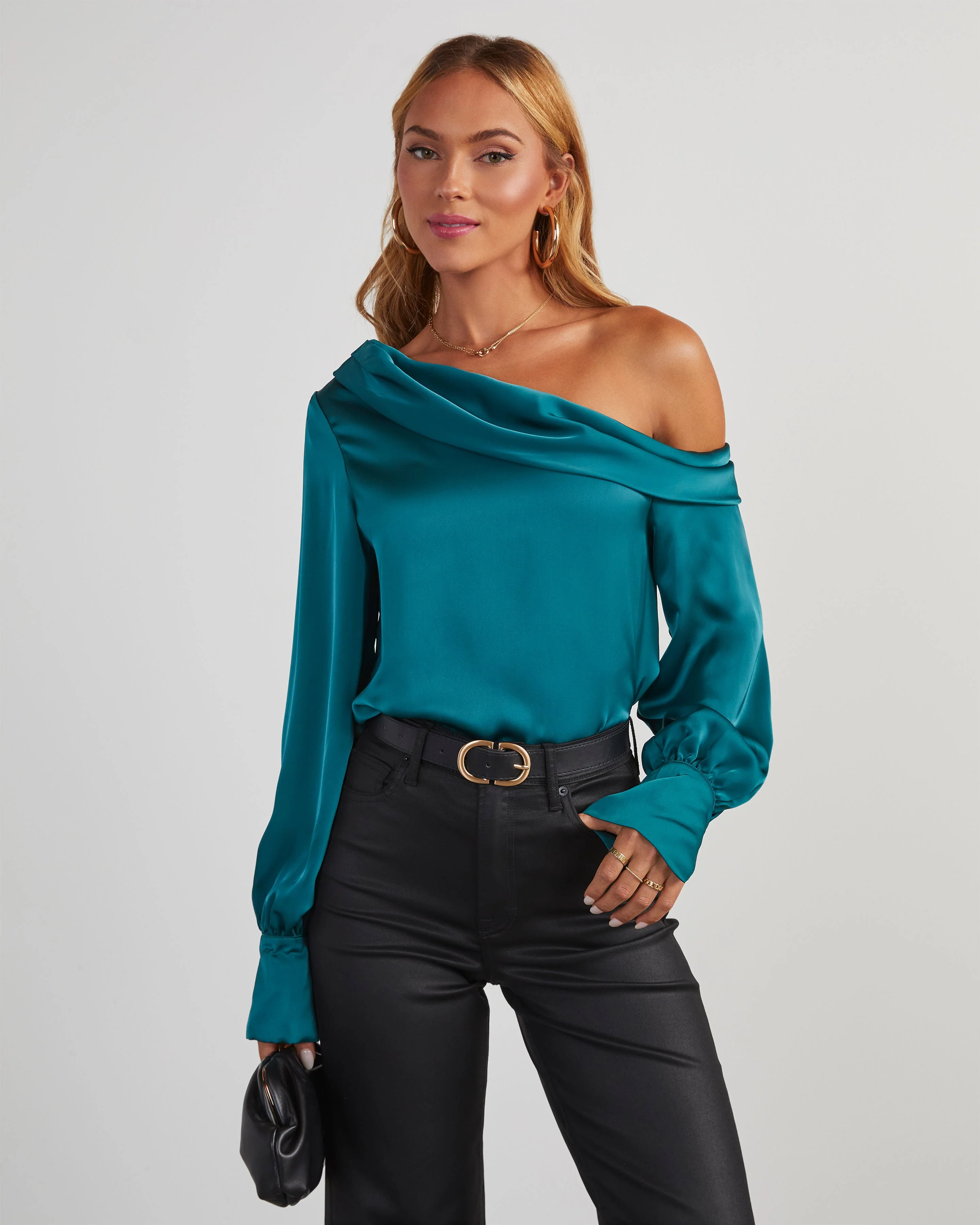 Runway Girl Satin Off Shoulder Top - Image 7