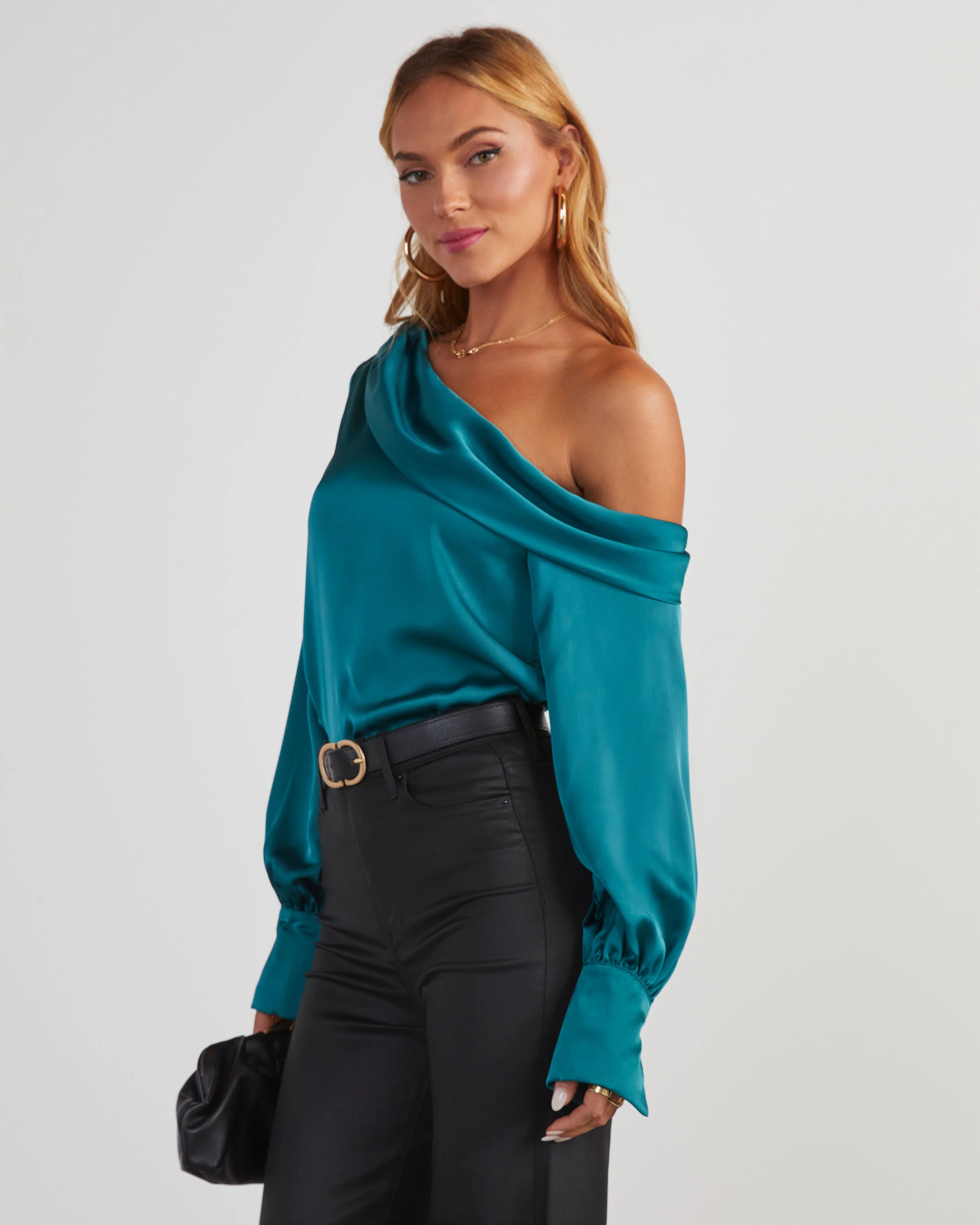 Runway Girl Satin Off Shoulder Top - Image 9