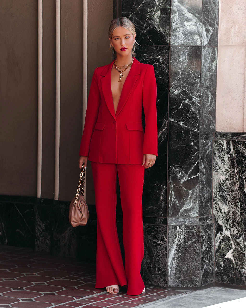 Runway Pocketed Belted Flare Trousers - Image 6