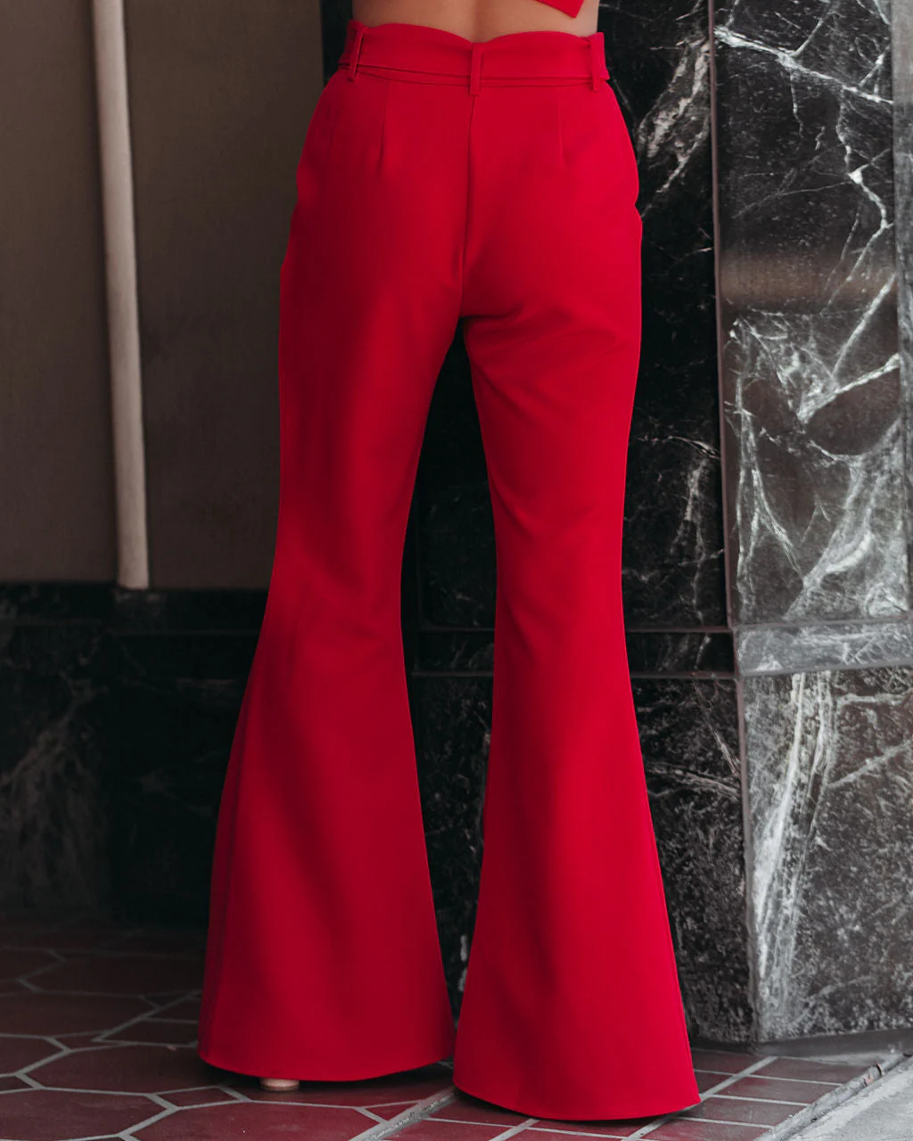 Runway Pocketed Belted Flare Trousers - Image 9