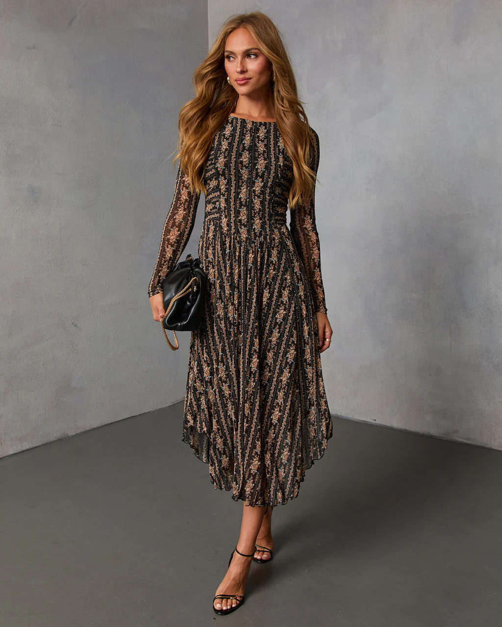 Rusted Rose Printed Mesh Midi Dress - Image 5