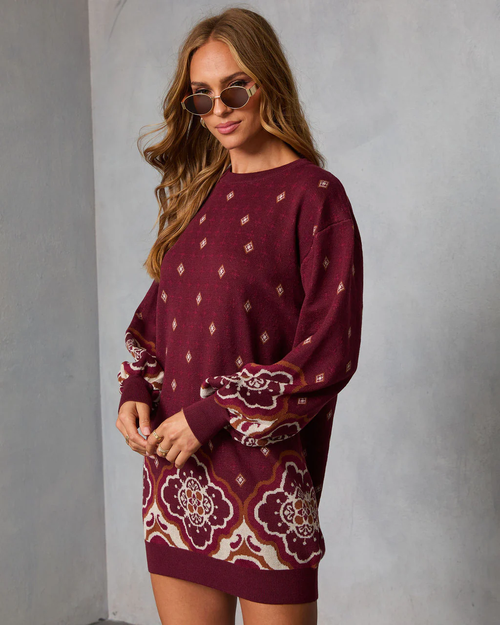 Rusted Rue Abstract Mini Sweater Dress - Image 3
