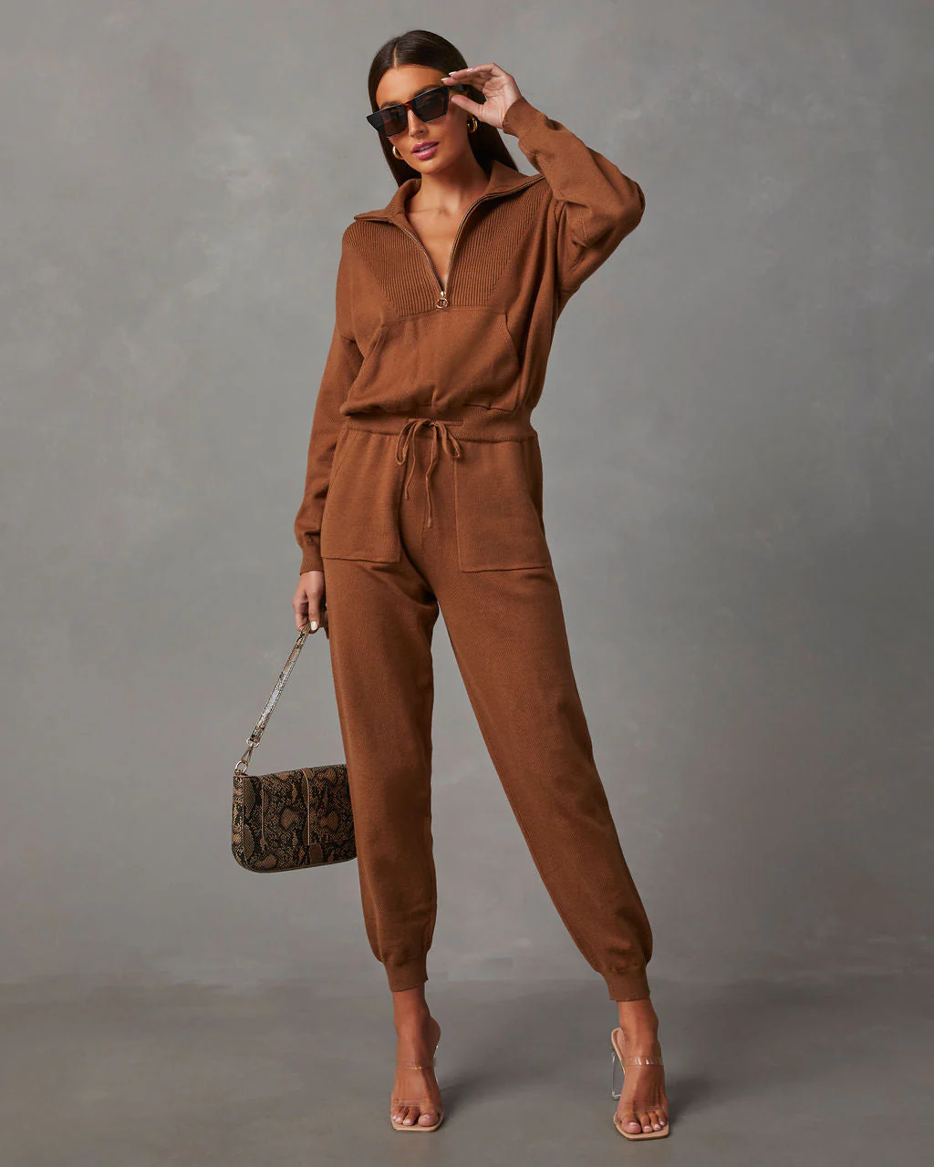 Ryker Pocketed Half Zip Knit Jumpsuit - Image 11