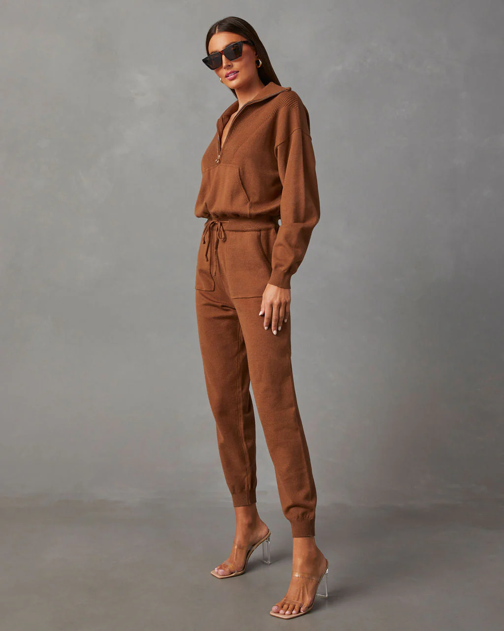 Ryker Pocketed Half Zip Knit Jumpsuit - Image 9