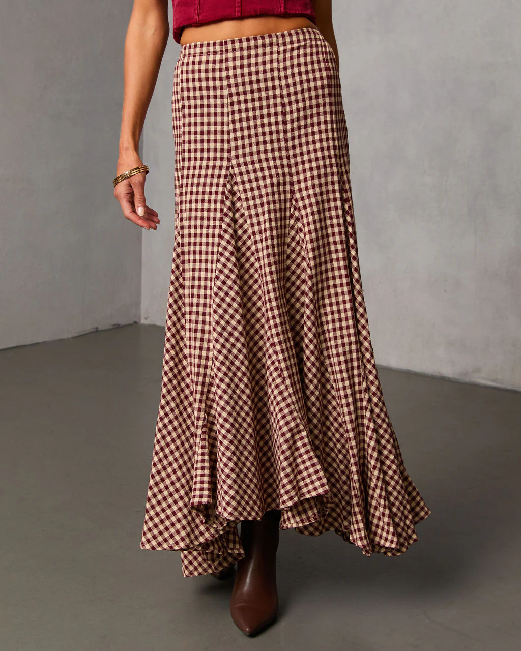 Rylin Gingham Maxi Skirt - Image 6