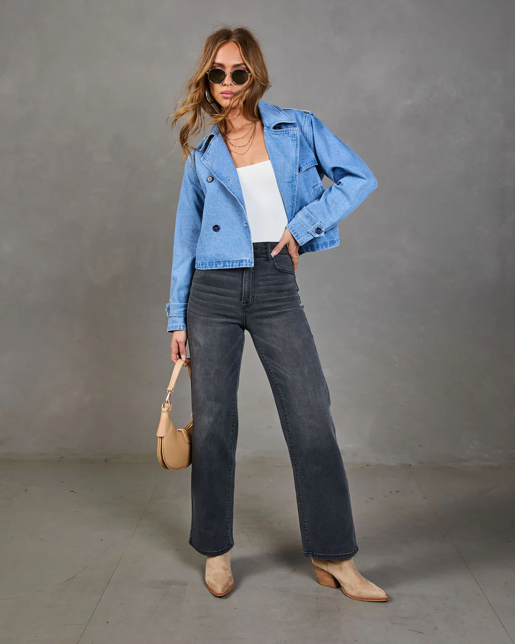 Sable Hour Double Breasted Denim Trench - Image 2