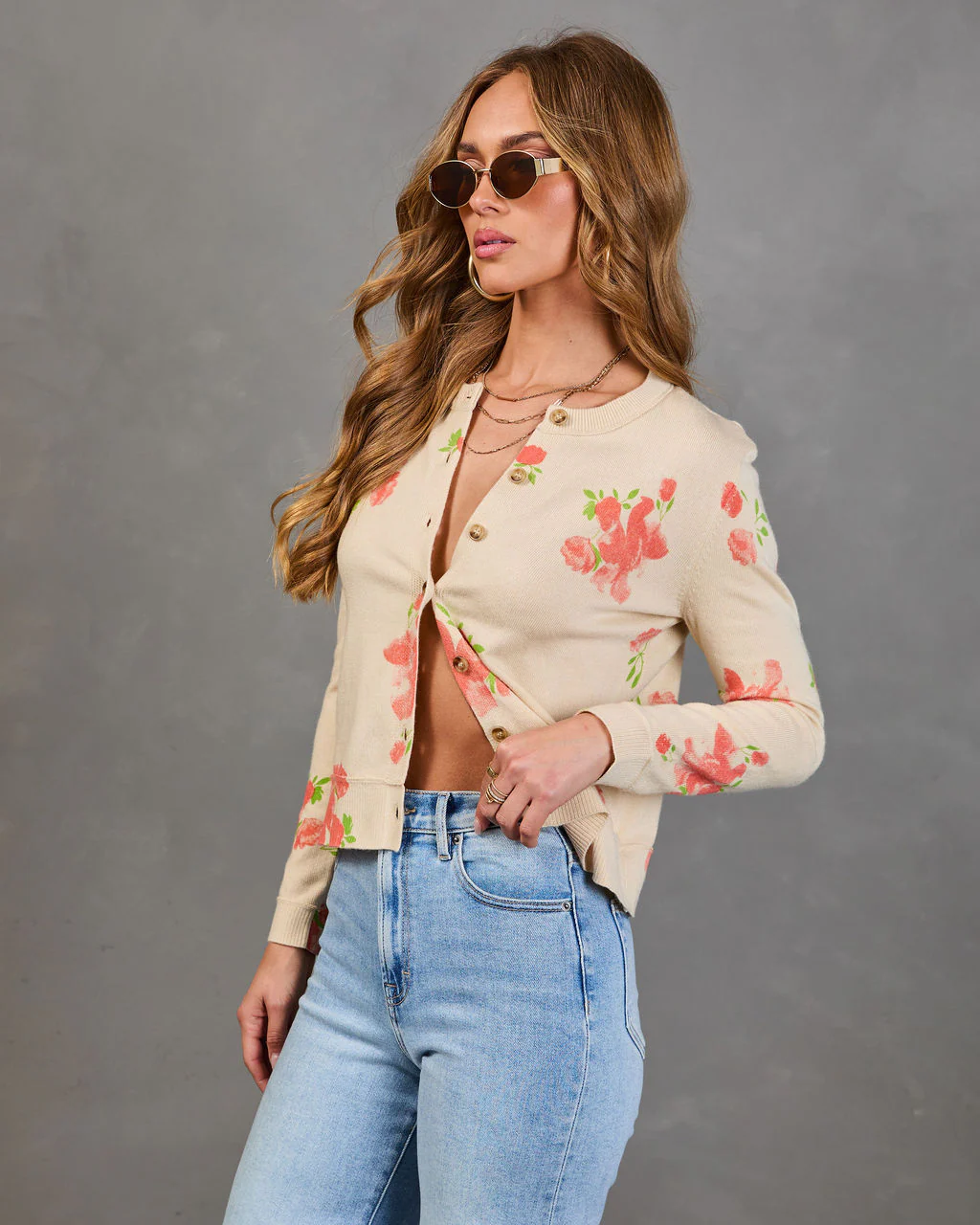 Saddle Rose Knit Floral Cardigan - Image 3
