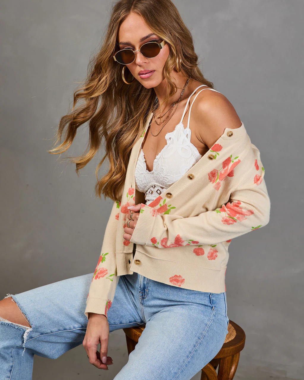 Saddle Rose Knit Floral Cardigan - Image 5