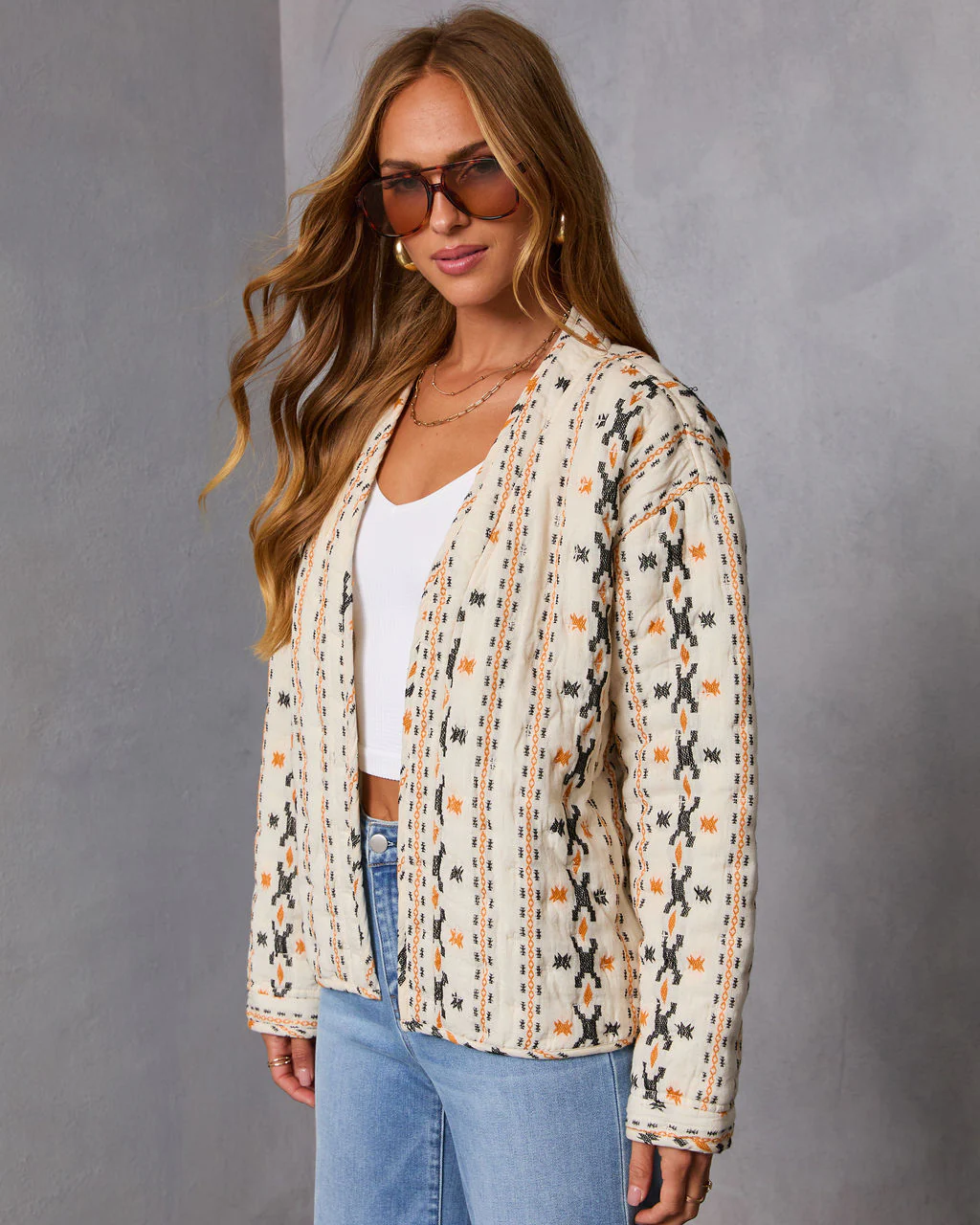 Sadena Printed Abstract Quilted Jacket - Image 3